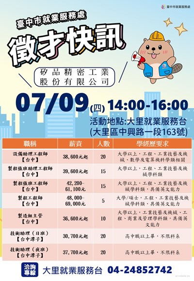矽品0709單徵海報