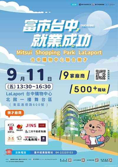 LaLaport台中購物中心聯合徵才-活動海報